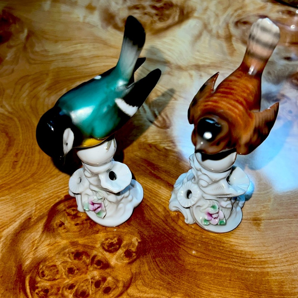 Unterweissbach Vintage East German Porcelain Bird Figurines numbered